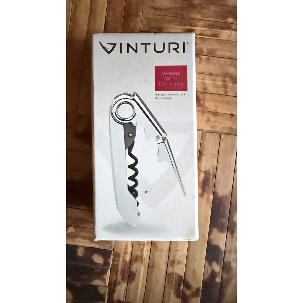 Vinturi Waiter's Wine Corkscrew with Foil Cutter & Bottle Opener - Nib in Box